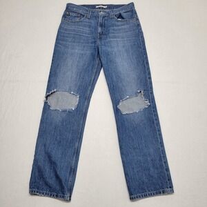 Levis Jeans Womens 31* Low Pro Straight Relaxed‎ Mid Rise Distressed Denim
